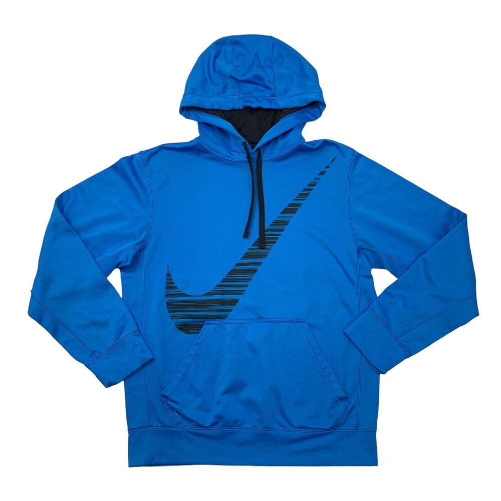 Nike Hoodie Men S Small Malibu Blue Therma Fit Swoosh Training Fleece Sweatshirt
